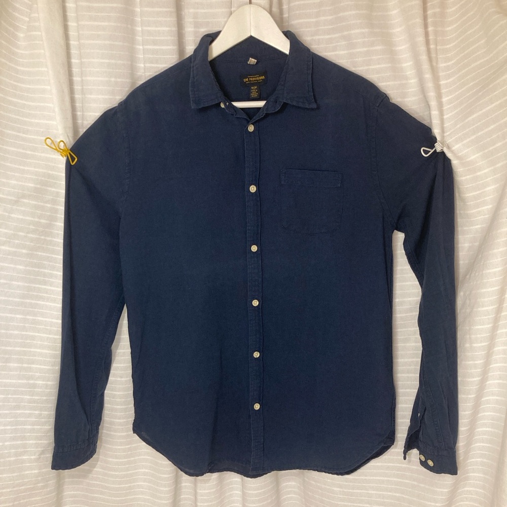 Stylish Navy Blue Casual 100% cotton Button Down Shirt